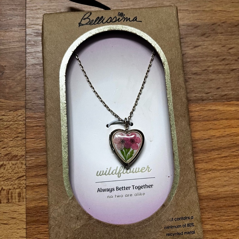 Pink and Golden Heart Pendant Necklace